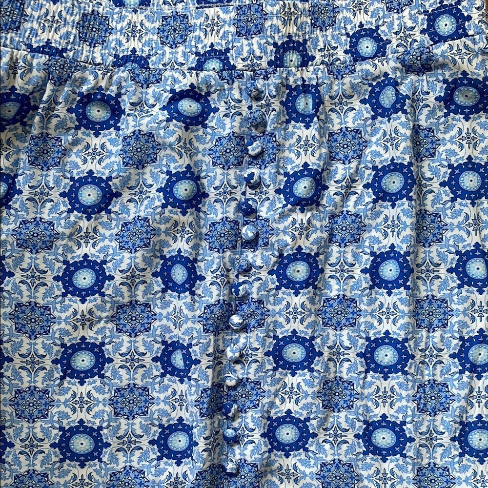 LOFT Blue and White A-Line Midi Skirt - Picture 3 of 7